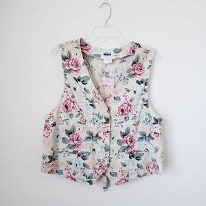 Vintage floral vest by Leslie Fay